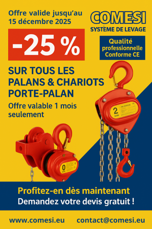 promotion sur palans et portes